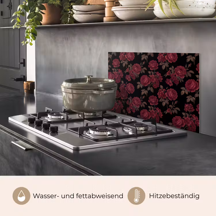 Bloemen - Roos - Patroon - Klassiek - Rood keuken achterwand spatscherm klein -usp_DE