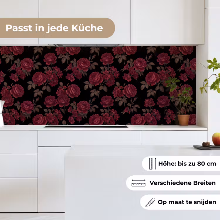 Bloemen - Roos - Patroon - Klassiek - Rood keuken achterwand 2 middel -sfeer4_DE