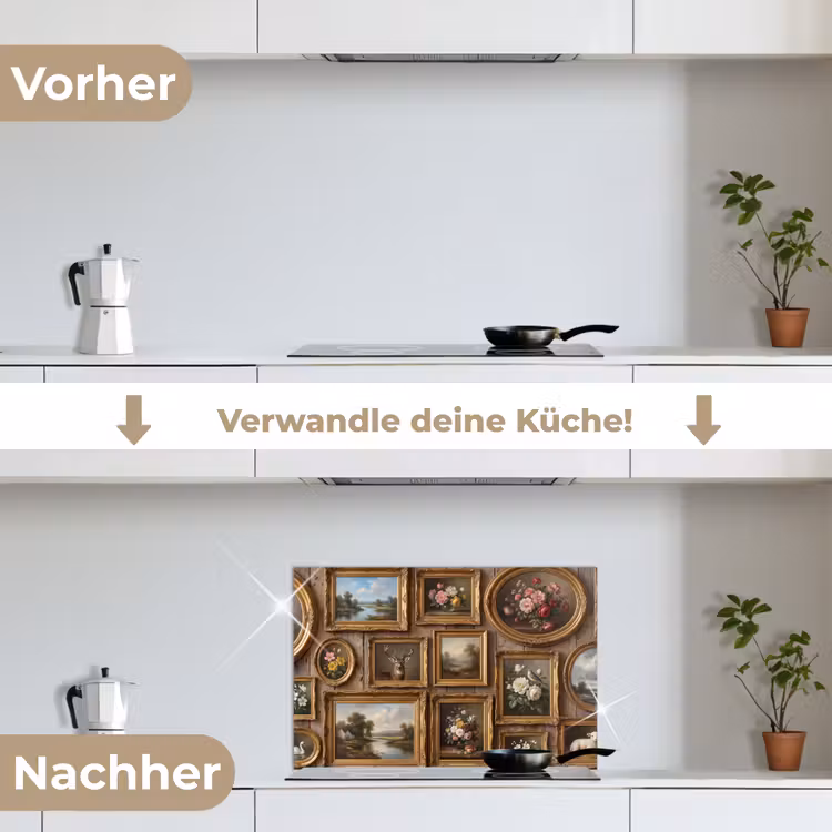 Bloemen - Rozen - Klassiek - Vaas - Kleurrijk keuken achterwand spatscherm klein -voor_na_DE