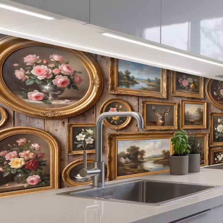 Bloemen - Rozen - Klassiek - Vaas - Kleurrijk keuken achterwand 2 middel -3d_schuin