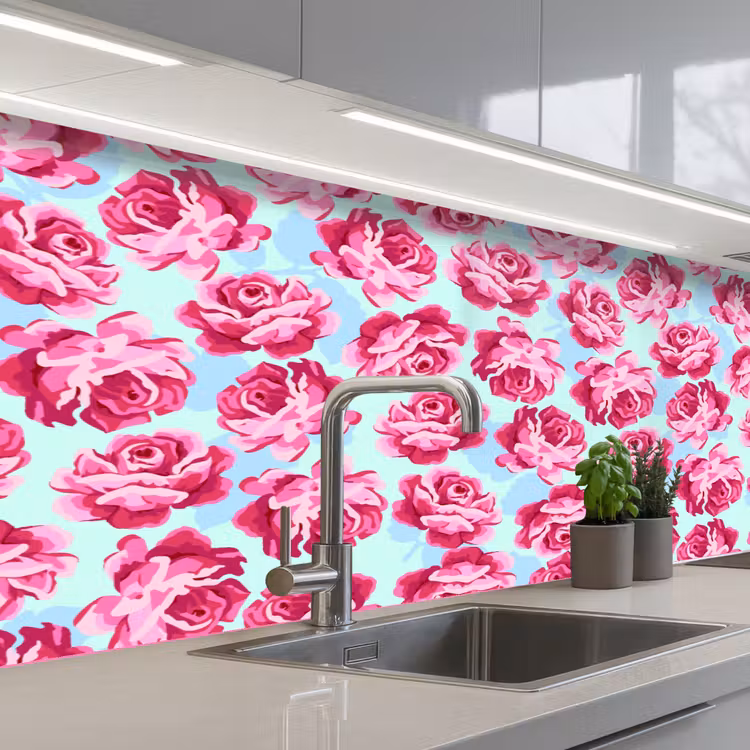 Bloemen - Rozen - Patroon keuken achterwand 2 middel 871 -3d_schuin