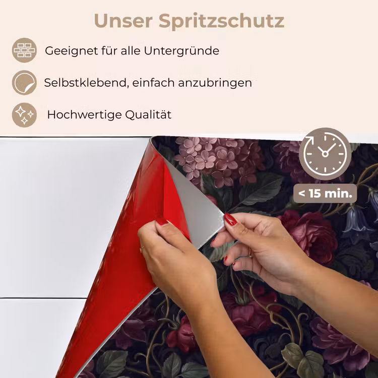 Bloemen - Rood - Klassiek - Donker - Patroon keuken achterwand spatscherm klein -spatscherm_DE