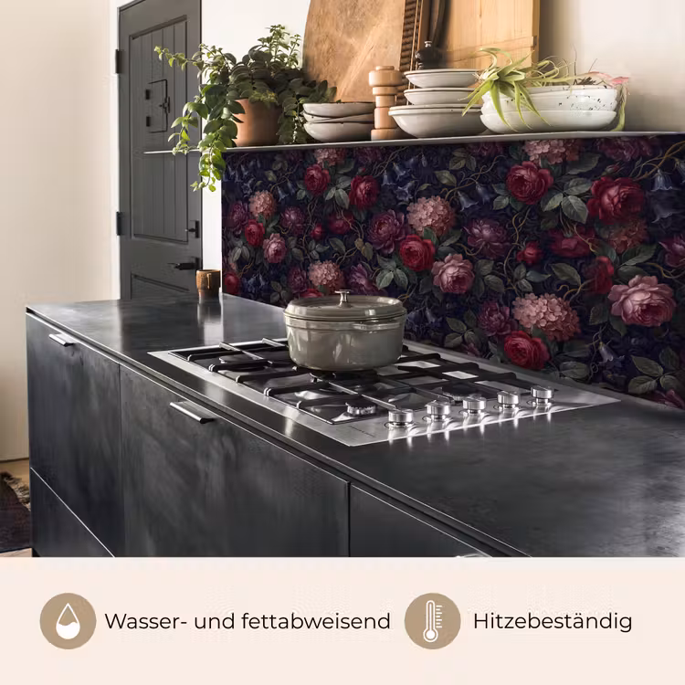 Bloemen - Rood - Klassiek - Donker - Patroon keuken achterwand 2 middel -usp_DE
