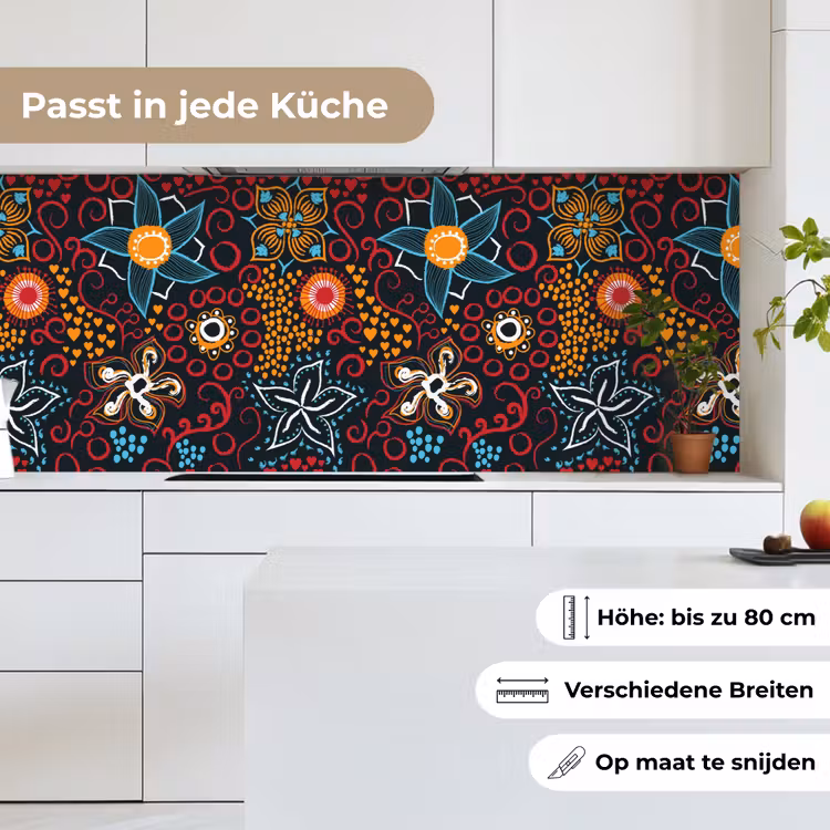 Bloemen - Rood - Patronen keuken achterwand 2 middel 871 -sfeer4_DE