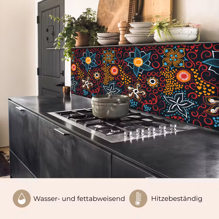 Bloemen - Rood - Patronen keuken achterwand 2 middel 871 -usp_DE