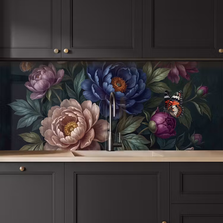 Bloemen - Vlinder - Natuur - Modern - Paars keuken achterwand 2 middel -sfeer1