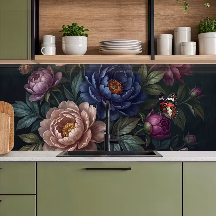 Bloemen - Vlinder - Natuur - Modern - Paars keuken achterwand 2 middel -sfeer3