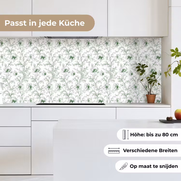 Bloemen - Getekend - Groen keuken achterwand 2 middel 871 -sfeer4_DE