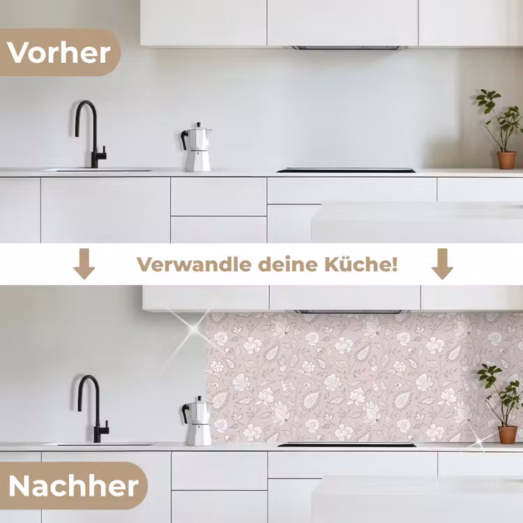 Bloemen - Getekend - Lavendel keuken achterwand 2 middel 871 -voor-na_DE