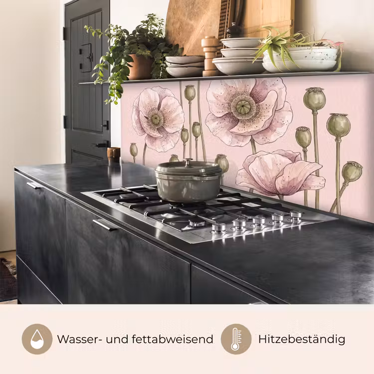 Bloemen - Zomer - Natuur - Aquarel - Roze keuken achterwand 2 middel -usp_DE