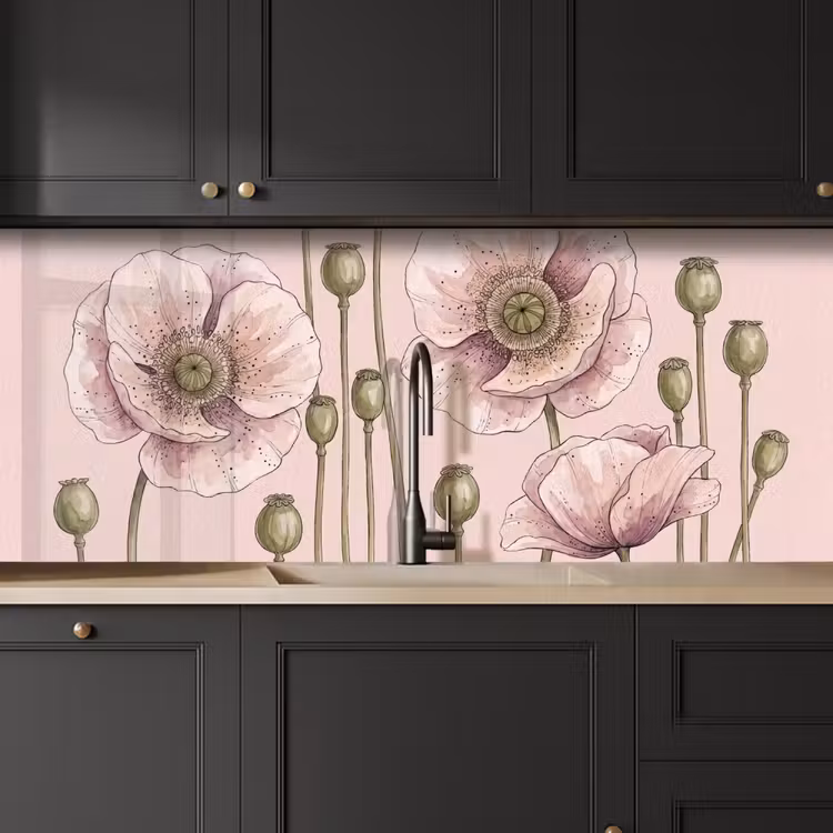 Bloemen - Zomer - Natuur - Aquarel - Roze keuken achterwand 2 middel -sfeer1