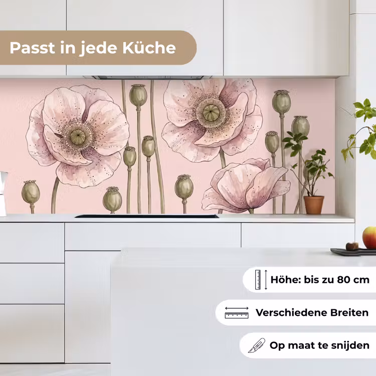 Bloemen - Zomer - Natuur - Aquarel - Roze keuken achterwand 2 middel -sfeer4_DE