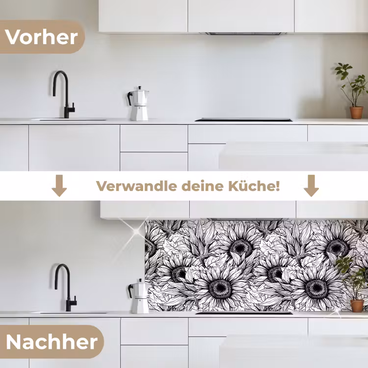 Bloemen - Zonnebloem - Patroon keuken achterwand 2 middel 871 -voor-na_DE