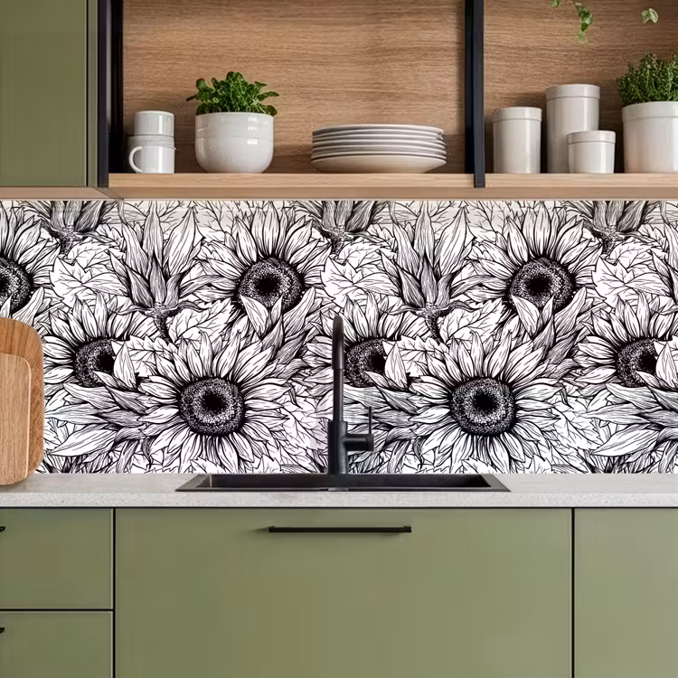 Bloemen - Zonnebloem - Patroon keuken achterwand 2 middel 871 -sfeer3