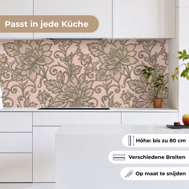 Bloemen - Kant - Patroon - Klassiek - Groen keuken achterwand 2 middel -sfeer4_DE