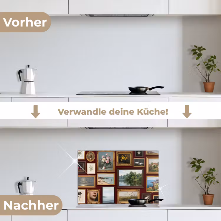 Bloemen - Vaas - Klassiek - Kunst - Rood keuken achterwand spatscherm klein -voor_na_DE