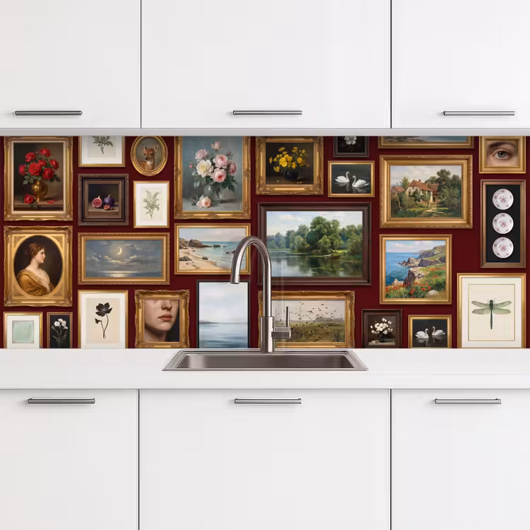 Bloemen - Vaas - Klassiek - Kunst - Rood keuken achterwand 2 middel -3d