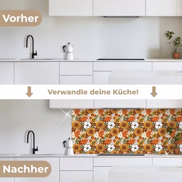 Bloemen - Vintage - Patronen keuken achterwand 2 middel 871 -voor-na_DE
