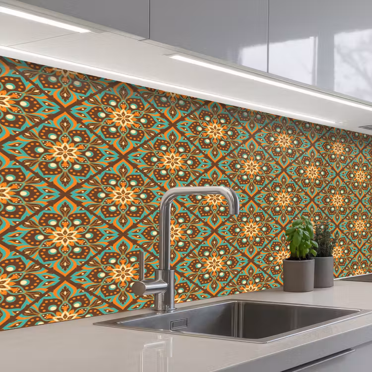 Bloemen - Vintage - Patronen - Bohemian - Mandala keuken achterwand 2 middel 871 -3d_schuin