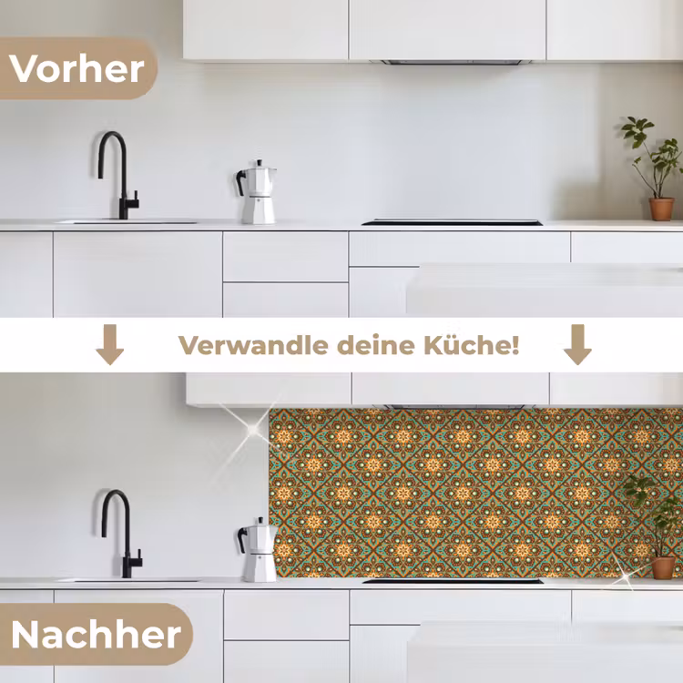 Bloemen - Vintage - Patronen - Bohemian - Mandala keuken achterwand 2 middel 871 -voor-na_DE