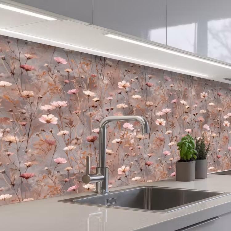 Bloemen - Wild - Pastel keuken achterwand 2 middel 871 -3d_schuin