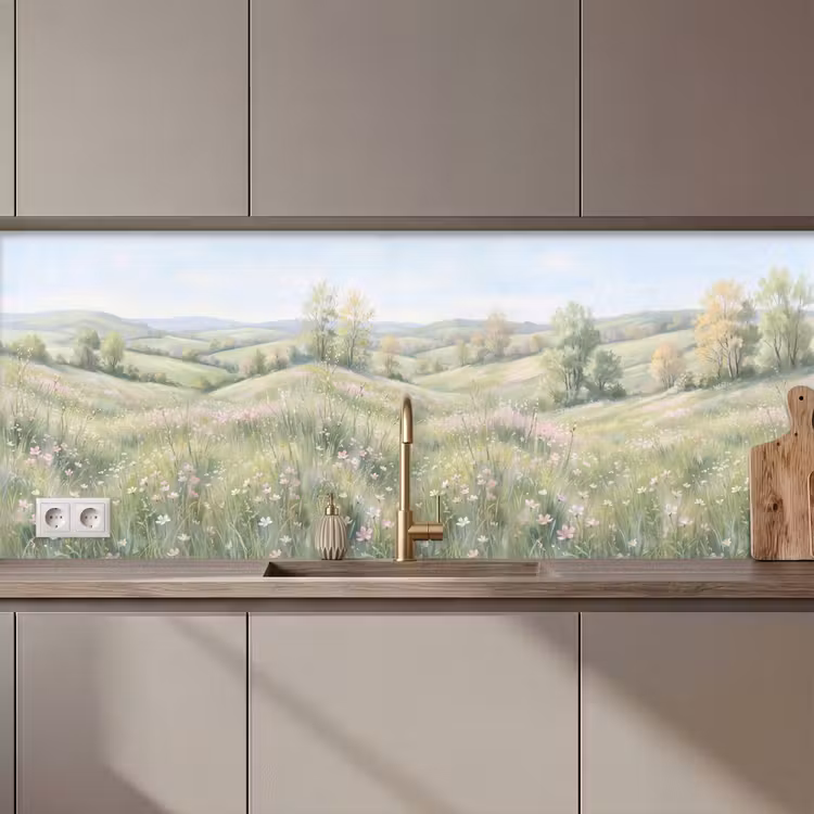Bloemen veld - Bloemen - Groen keuken achterwand 2 middel zz_3dshopping