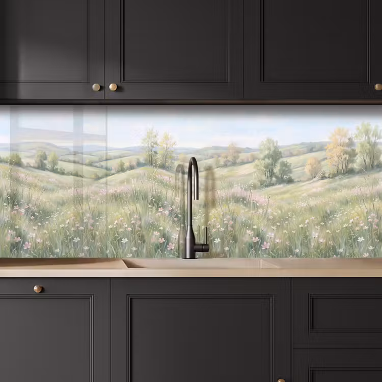 Bloemen veld - Bloemen - Groen keuken achterwand 2 middel -sfeer1