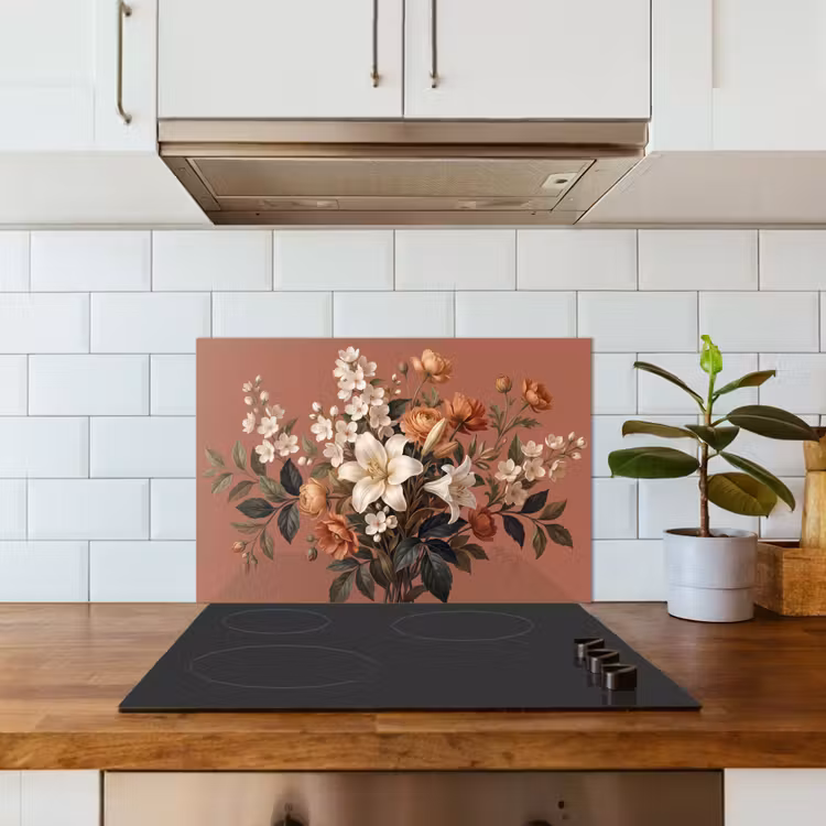 Boeket - Retro - Kleurrijk keuken achterwand spatscherm klein -sfeer2