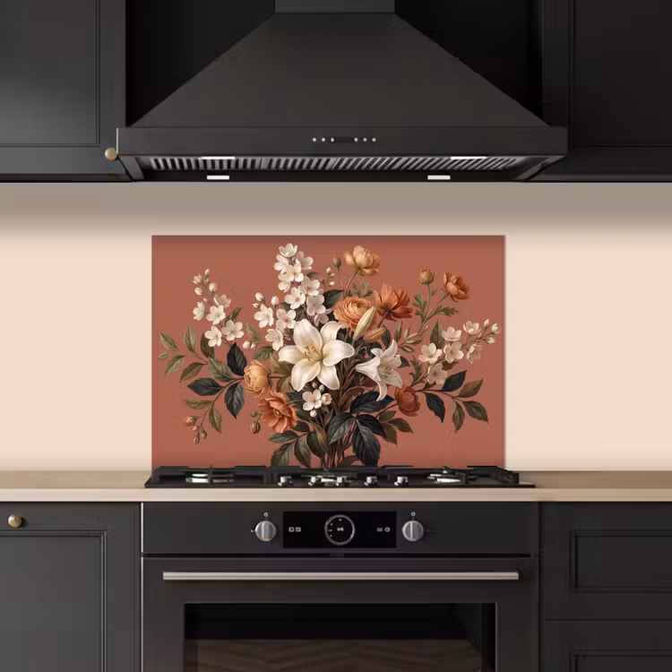 Boeket - Retro - Kleurrijk keuken achterwand spatscherm klein -sfeer1