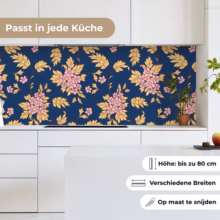 Bloesem - Bladeren - Roze - Goud - Patronen keuken achterwand 2 middel 871 -sfeer4_DE