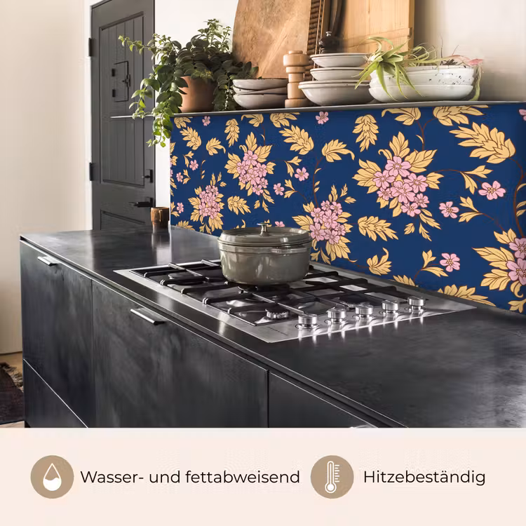 Bloesem - Bladeren - Roze - Goud - Patronen keuken achterwand 2 middel 871 -usp_DE