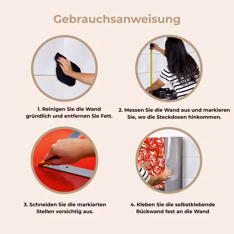 Bloesem - Rood - Patronen - Bloemen keuken achterwand 2 middel 871 -gebruiksaanwijzing_DE