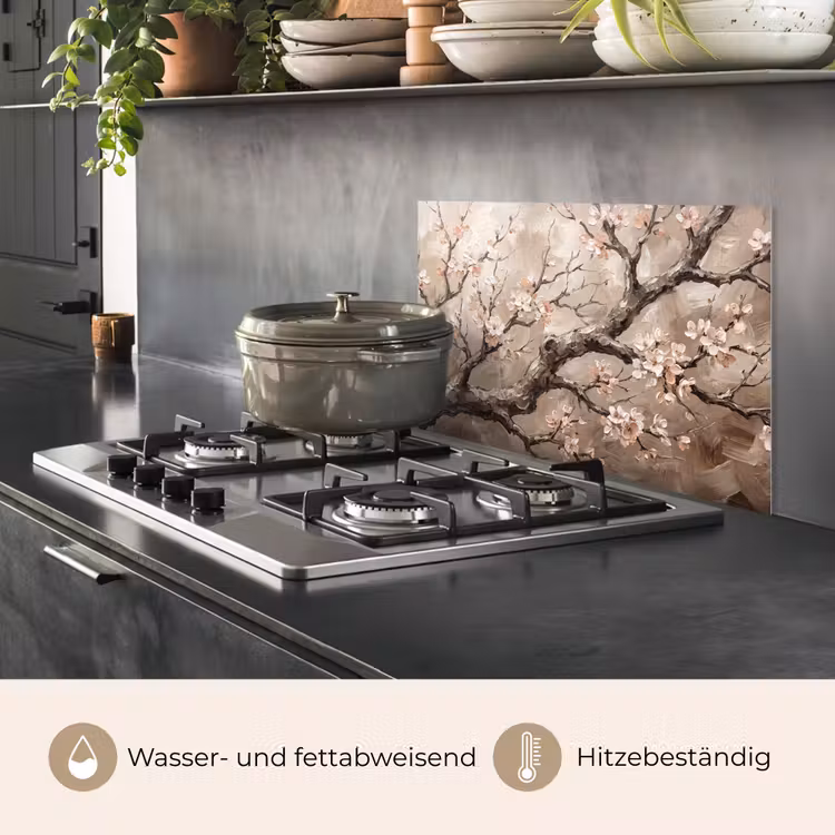 Bloesem - Takken - Schilderij - Beige - Serene keuken achterwand spatscherm klein -usp_DE