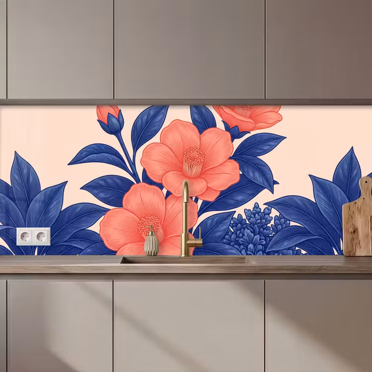 Küchenrückwand - Blüten – Blätter – Botanik - Bloemen - Bladeren - Botanisch keuken achterwand 2 middel zz_3dshopping