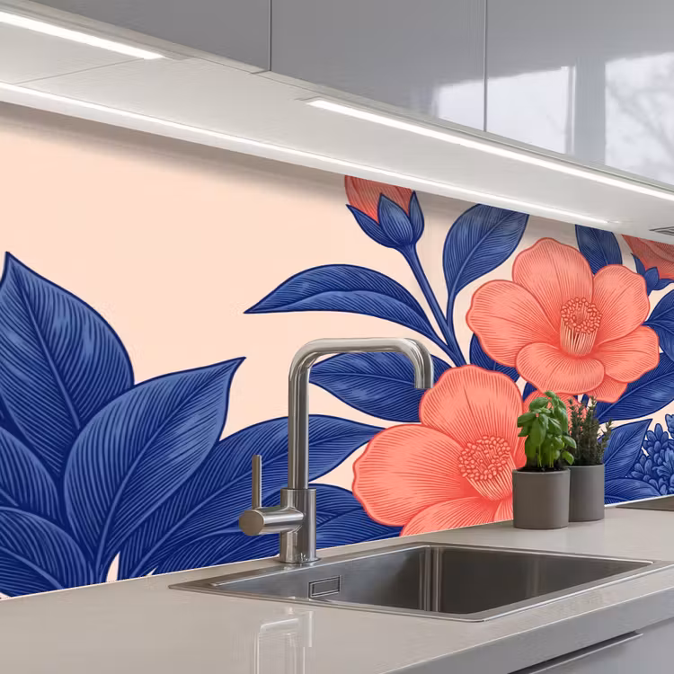 Küchenrückwand - Blüten – Blätter – Botanik - Bloemen - Bladeren - Botanisch keuken achterwand 2 middel