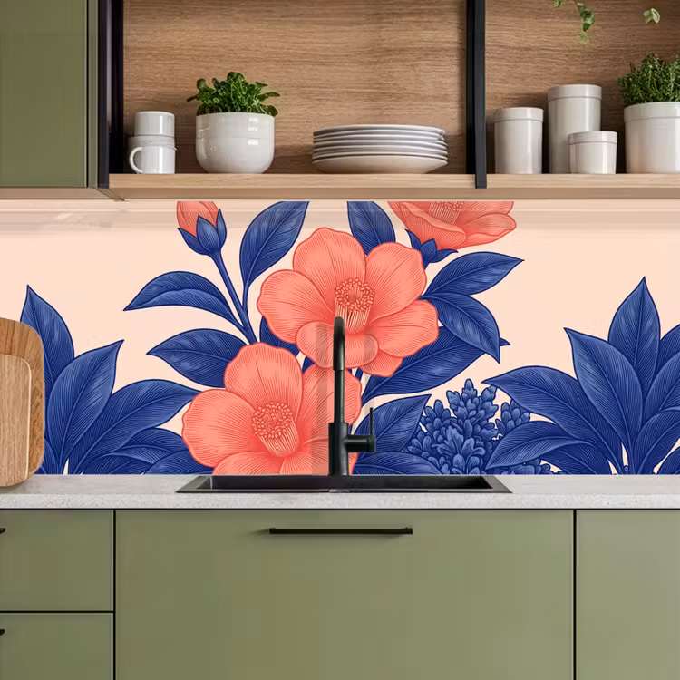 Küchenrückwand - Blüten – Blätter – Botanik - Bloemen - Bladeren - Botanisch keuken achterwand 2 middel