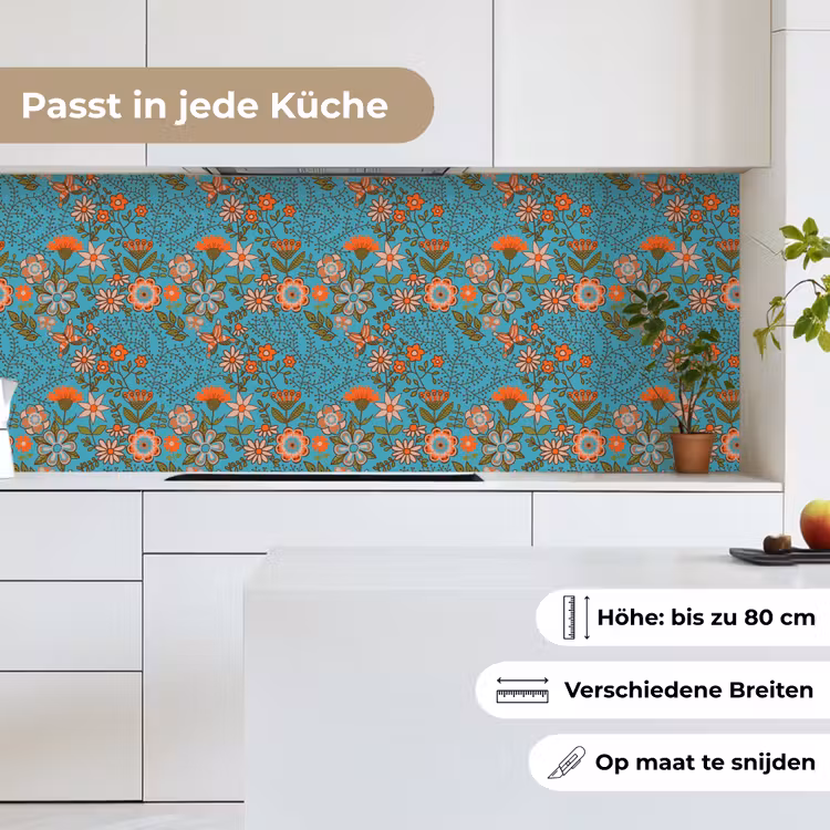 Bohemian - Bloemen - Oranje - Retro - Design keuken achterwand 2 middel 871 -sfeer4_DE