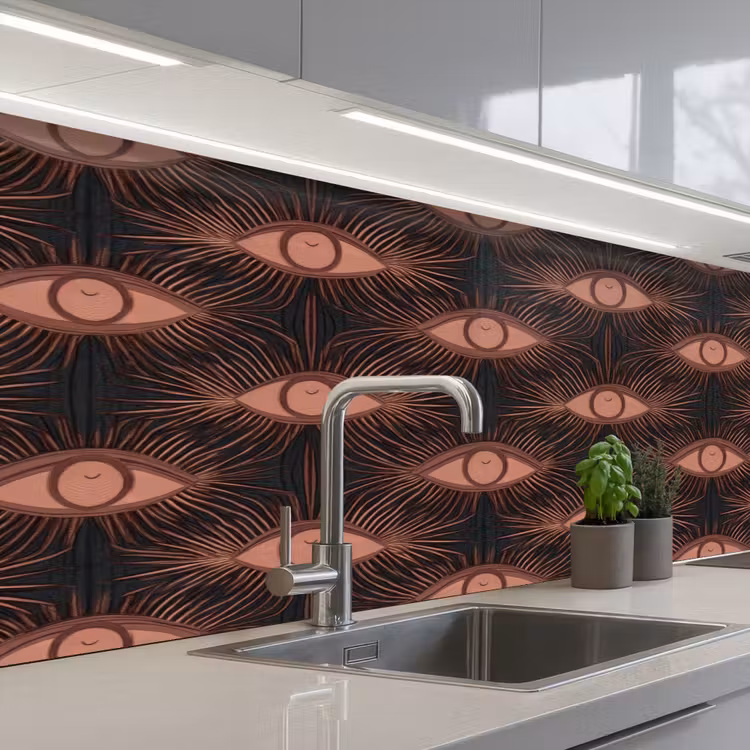 Boheems - Oog - Bruin keuken achterwand 2 middel 871 -3d_schuin