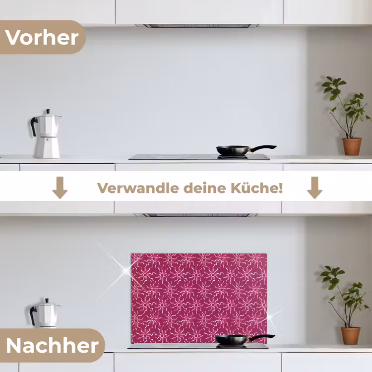 Bohemian - Zon - Magenta keuken achterwand spatscherm klein 900 -voor_na_DE