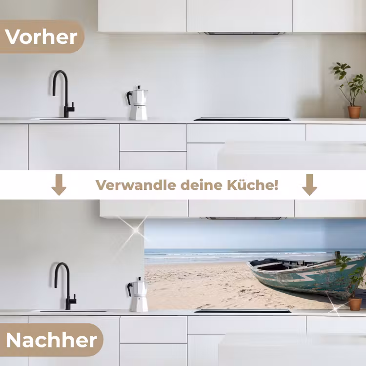 Boot - Zandstrand - Zee keuken achterwand 2 middel -voor-na_DE
