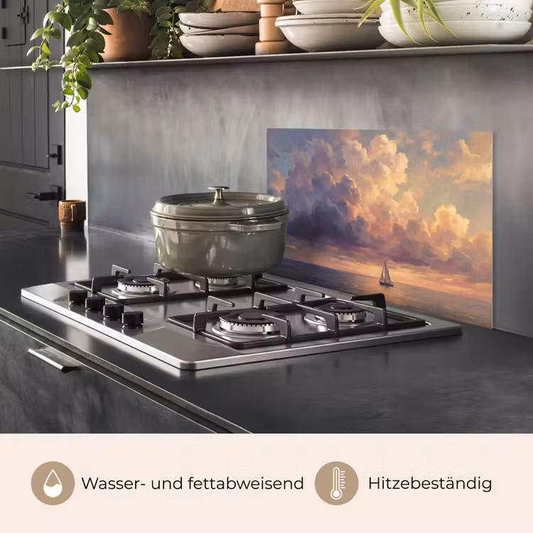 Boot - Zonsondergang - Zee - Natuur - Goud keuken achterwand spatscherm klein -usp_DE