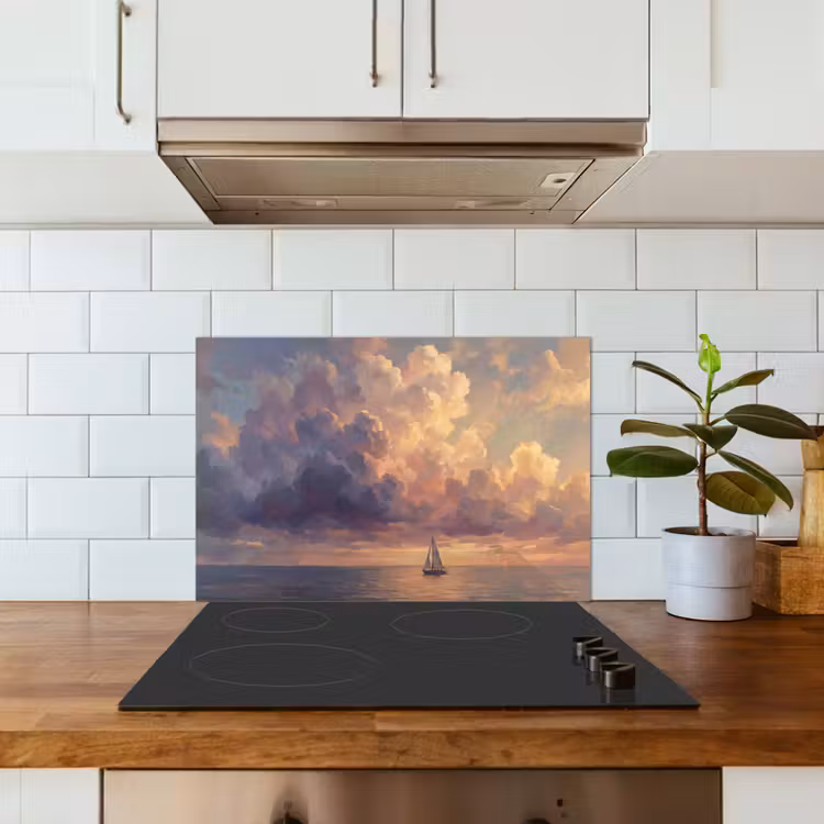 Boot - Zonsondergang - Zee - Natuur - Goud keuken achterwand spatscherm klein -sfeer2