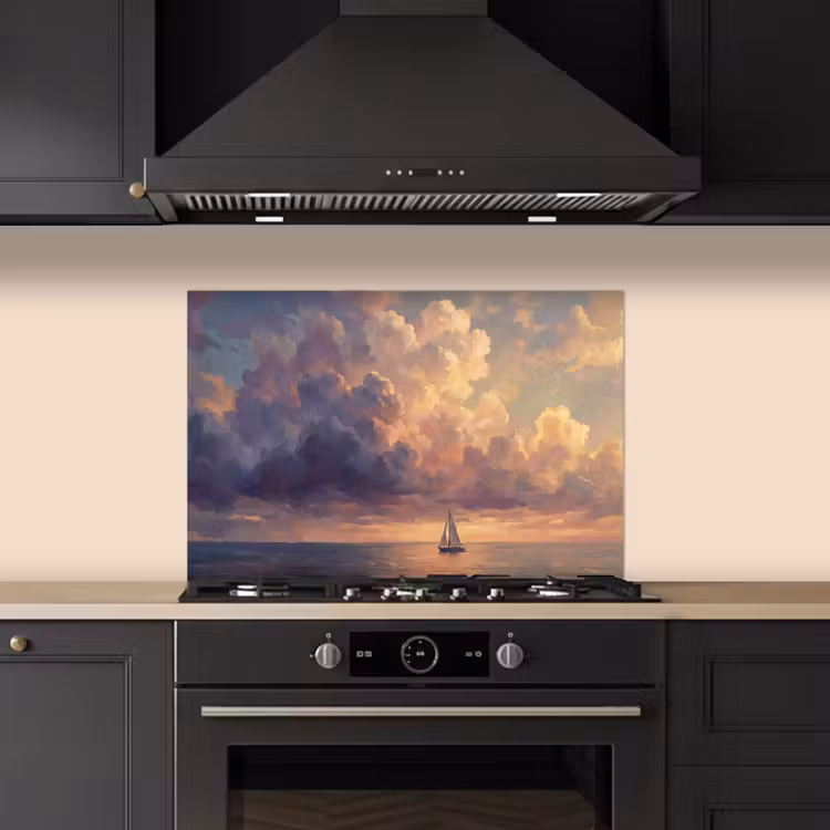 Boot - Zonsondergang - Zee - Natuur - Goud keuken achterwand spatscherm klein -sfeer1