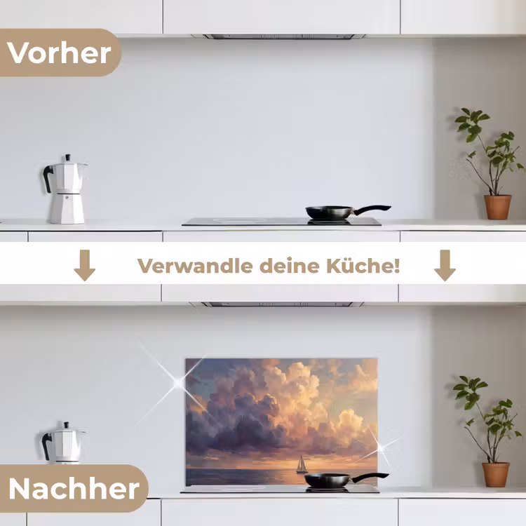 Boot - Zonsondergang - Zee - Natuur - Goud keuken achterwand spatscherm klein -voor_na_DE