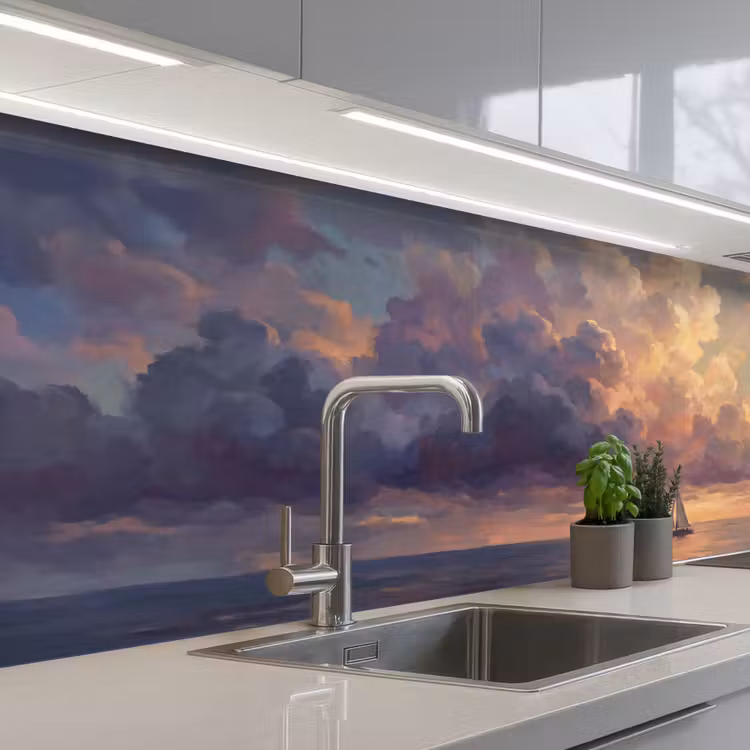 Boot - Zonsondergang - Zee - Natuur - Goud keuken achterwand 2 middel -3d_schuin