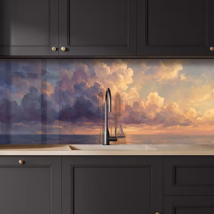 Boot - Zonsondergang - Zee - Natuur - Goud keuken achterwand 2 middel -sfeer1