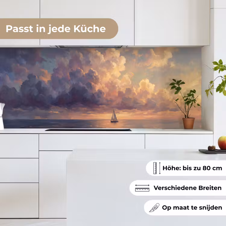 Boot - Zonsondergang - Zee - Natuur - Goud keuken achterwand 2 middel -sfeer4_DE