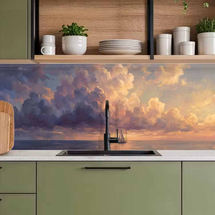 Boot - Zonsondergang - Zee - Natuur - Goud keuken achterwand 2 middel -sfeer3