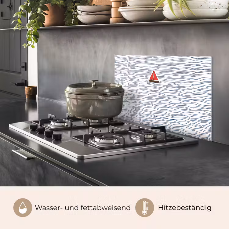 Boot - Water - Rood - Illustratie - Minimalistisch keuken achterwand spatscherm klein -usp_DE