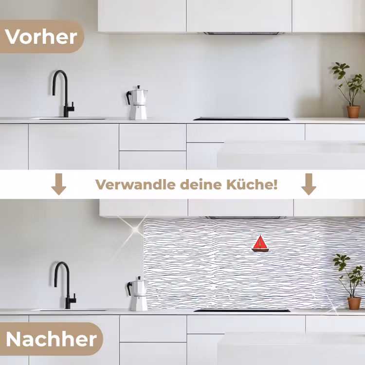 Boot - Water - Rood - Illustratie - Minimalistisch keuken achterwand 2 middel -voor-na_DE